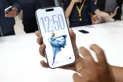 The new Apple iPhone 17 Pro on display at an Apple product launch event on the campus of Apple Park in Cupertino, California, Sep 5, 2025. 