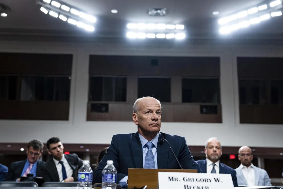 Gregory Becker, the former chief executive of Silicon Valley Bank, testifies before a Senate Banking, Housing and Urban Affairs Committee hearing to examine the failures of Silicon Valley Bank and Signature Bank on Capitol Hill in Washington, May 16, 2023. 