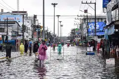 More than 13,000 people had been forced to flee their homes, with temporary shelters set up in schools and temples.