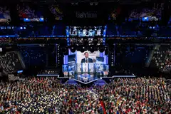 Ohio senator JD Vance, the Republican vice-presidential nominee, speaking at the Republican National Convention (RNC) in Milwaukee, Wisconsin, US, on July 17, 2024. 