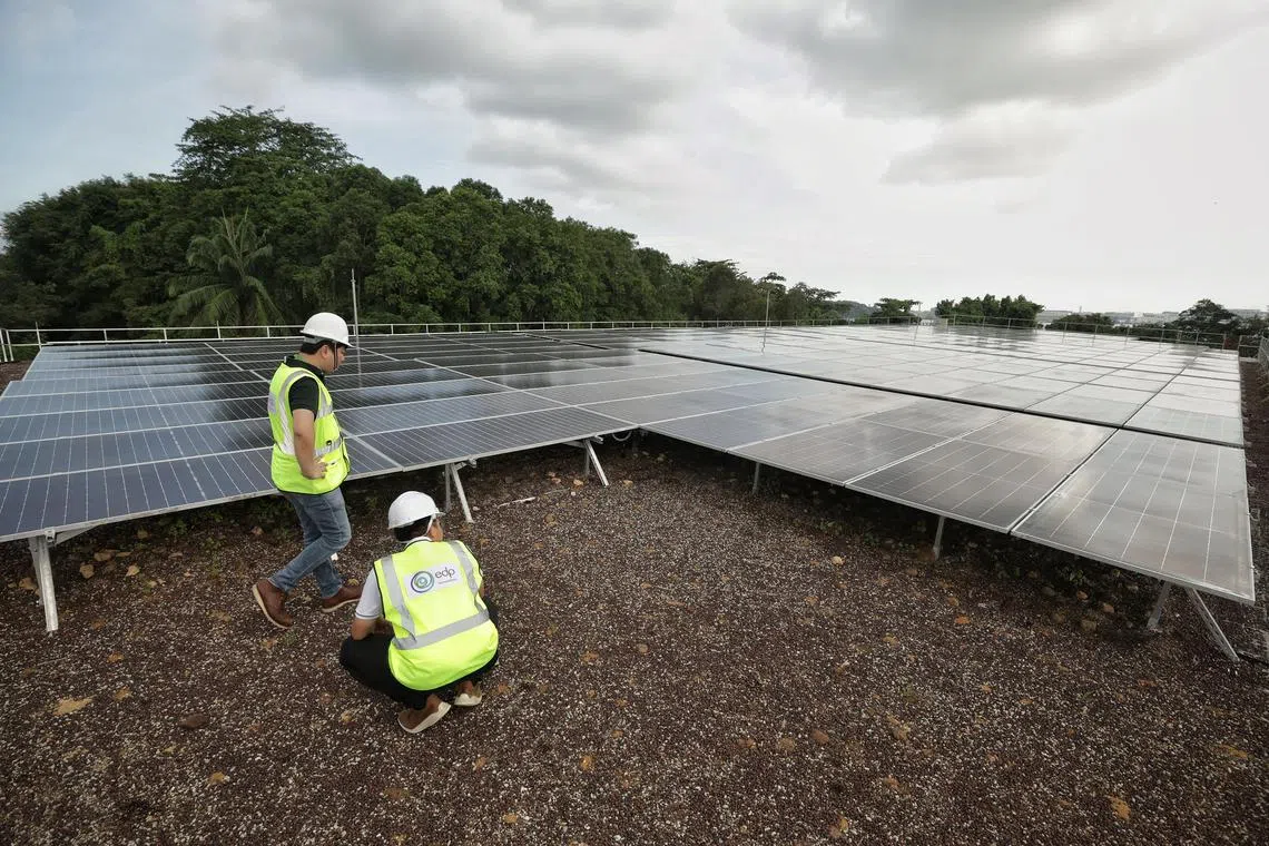 Rooftop solar panels in Pulau Ubin. Singapore has achieved its 2020 solar target of 350 megawatt-peak and has set a new solar target of at least 2 gigawatt-peak by 2030. 