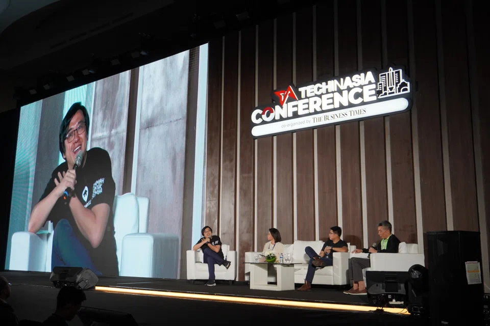 From left: Darius Cheung, founder and CEO of 99 Group; Sabrina Soewatdy, CEO of Rukita; Ethan Cheng, managing partner at Feedback Ventures; and moderator Leslie Yee, senior correspondent at BT.