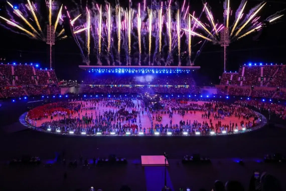Fireworks go off at the Birmingham 2022 Commonwealth Games opening ceremony held at Alexander Stadium. 