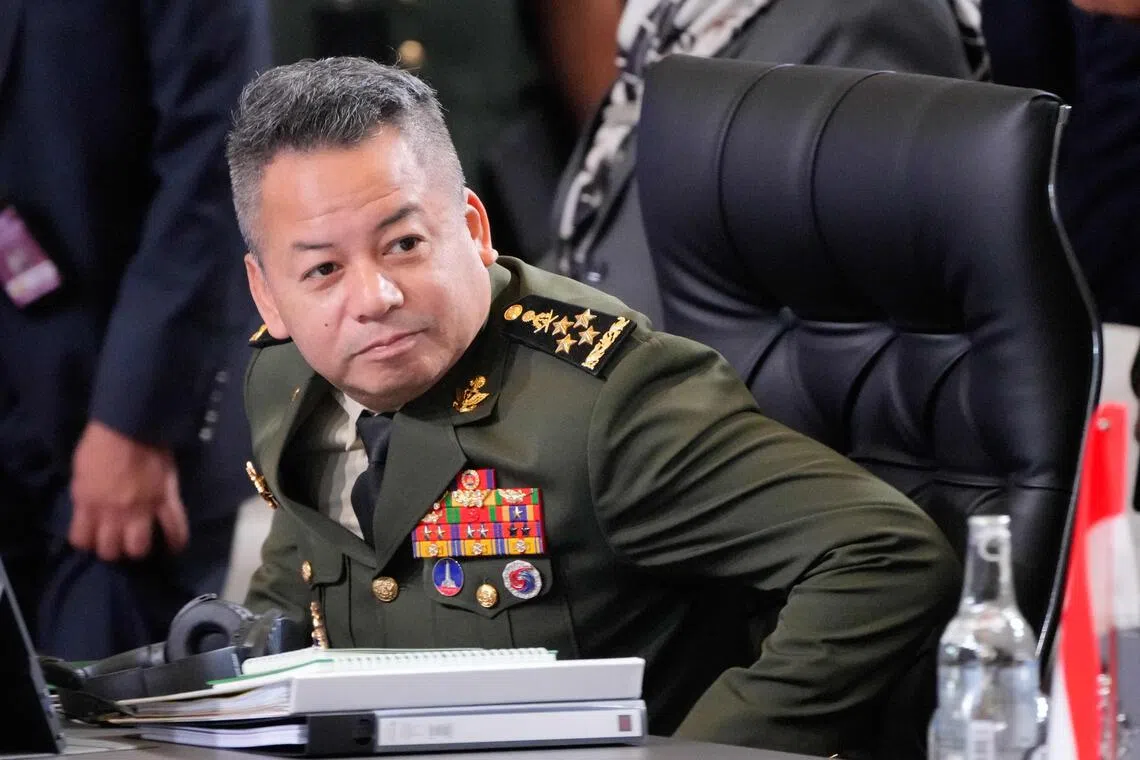 Cambodia's Defence Minister Tea Seiha arrives for the opening of the Association of Southeast Asian Nations (ASEAN) DefenCe Ministers Meeting in Kuala Lumpur on October 31, 2025. (Photo by Vincent Thian / POOL / AFP)