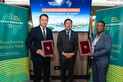 From left: Geoffrey Yeo, EnterpriseSG assistant managing director; Dominic Goh, Singapore's ambassador to the Arab Republic of Egypt; and Oluranti Doherty, Afreximbank managing director, at the partnership agreement ceremony on Oct 14.