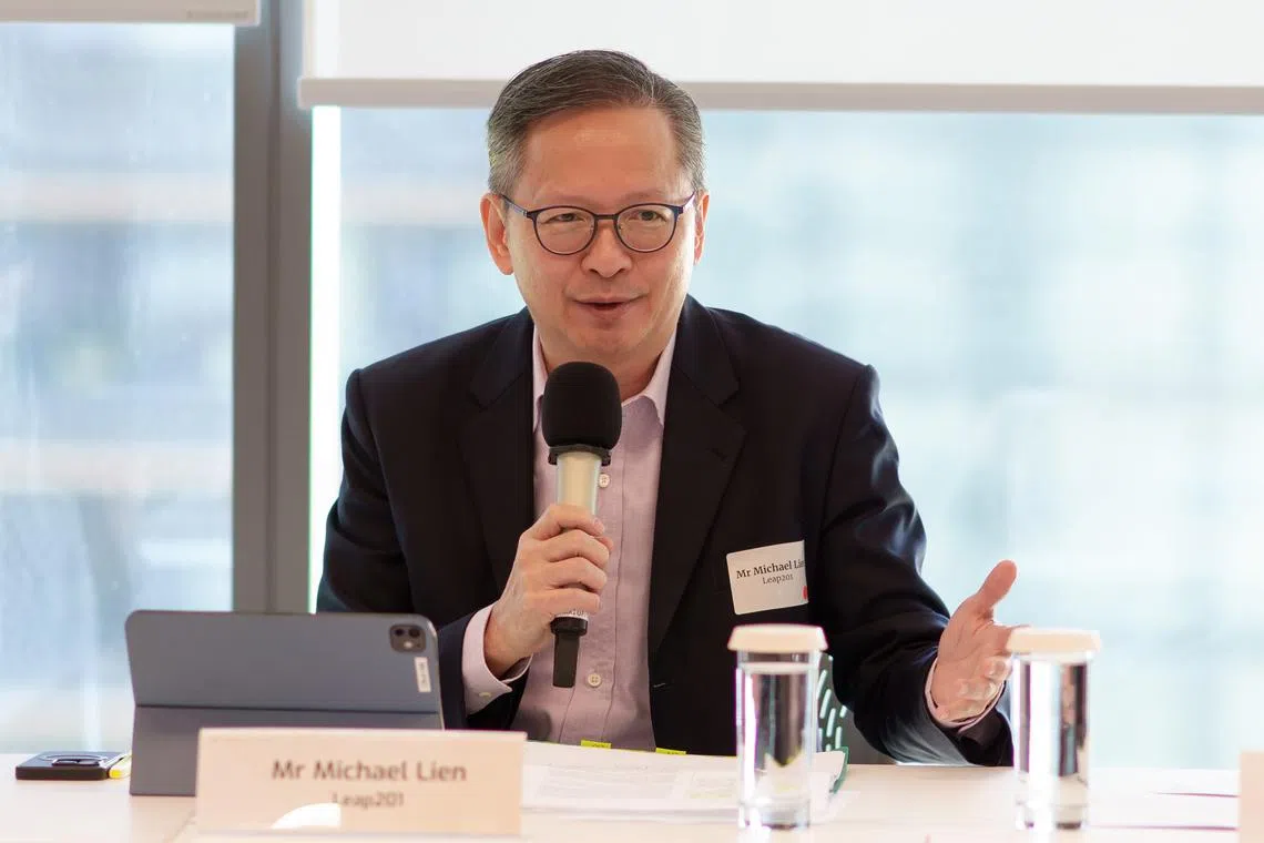 Michael Lien, founder and board chairman of Leap201, at the roundtable on Monday. The Singapore-registered charity is currently in the first phase of its Care4Working Families initiative.