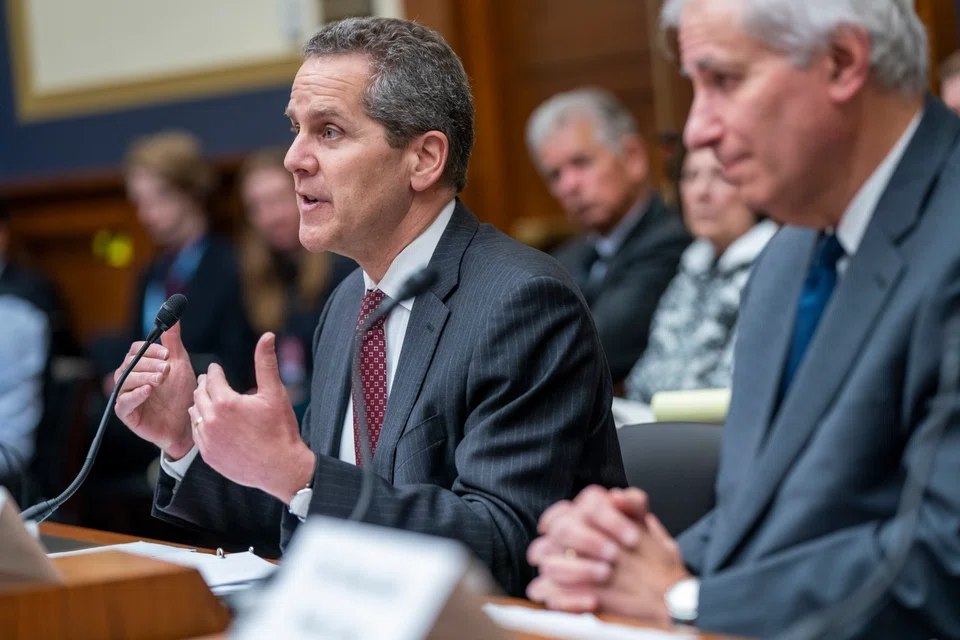 Michael S Barr, US Federal Reserve vice-chair for supervision, and FDIC chair Martin Gruenberg testify during a hearing on the recent bank failures in Washington, DC on Mar 29. 