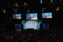 Warren Buffett, chairman and chief executive officer of Berkshire Hathaway., during the company's annual meeting in Omaha, Nebraska, in 2022. Berkshire's annual return was 9.34 per cent from January 2002 to December 2021.