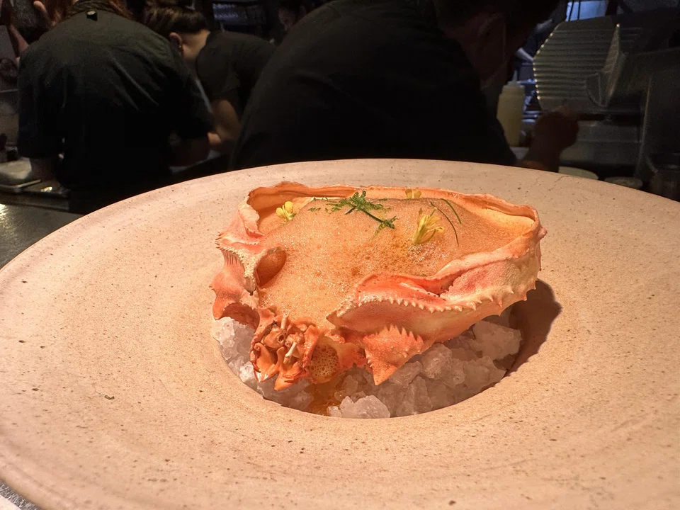 Philipinne aligue or crab fat sauce is the star of Crab 'Relleno'.