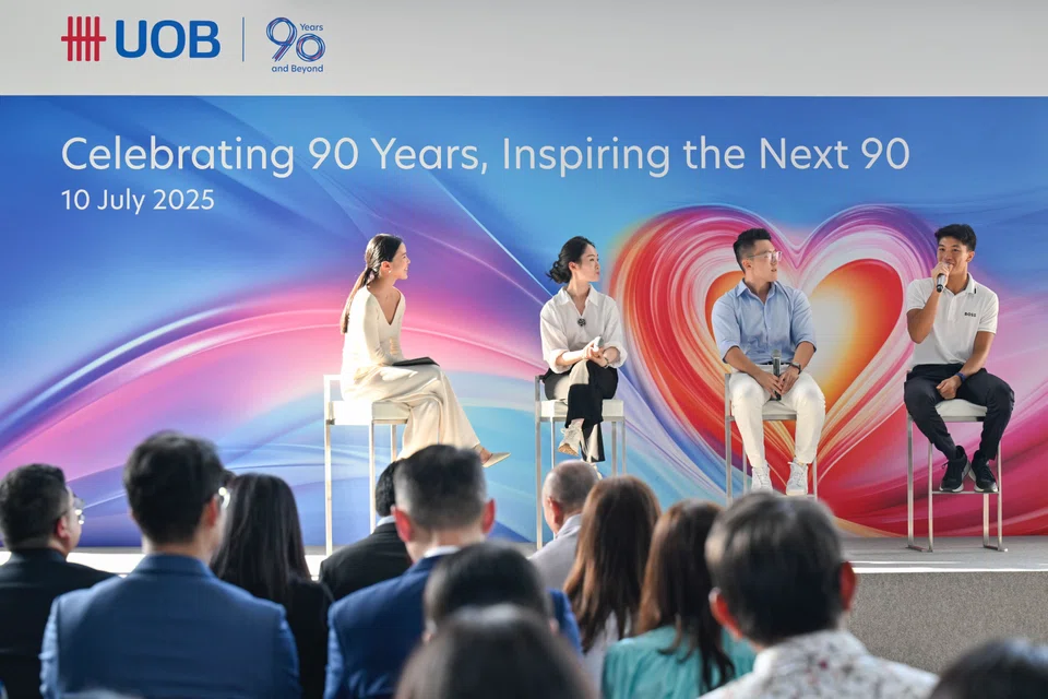 From left: Moderator Naomi Yeo, Stephy Chien, Bian Tong and Bill Chan at the youth dialogue organised by UOB on Thursday.