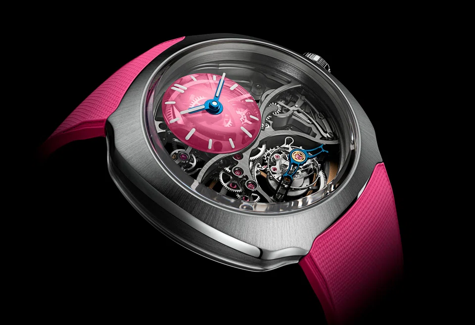 H Moser &amp; Cie Streamliner Cylindrical Tourbillon Skeleton Alpine Limited Edition Pink. 