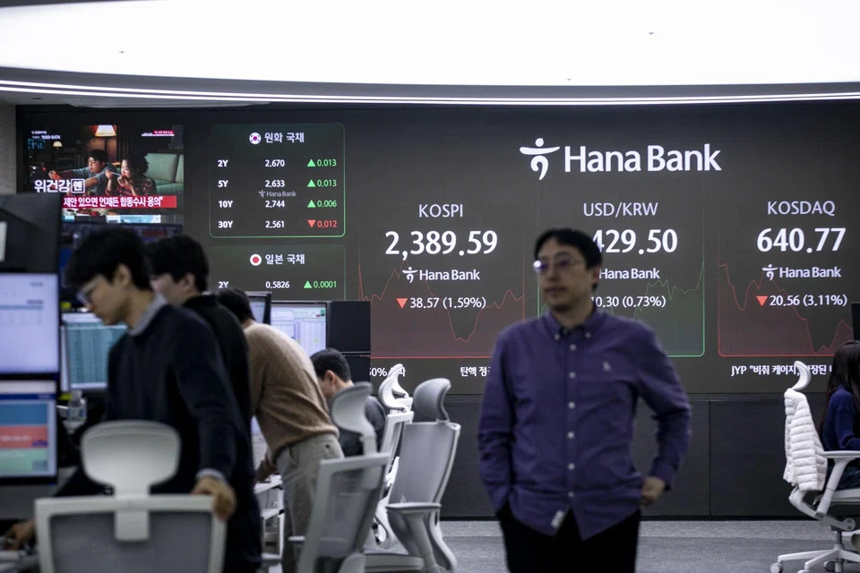 South Korean stocks' retreat came on a broadly upbeat day for Asian markets.