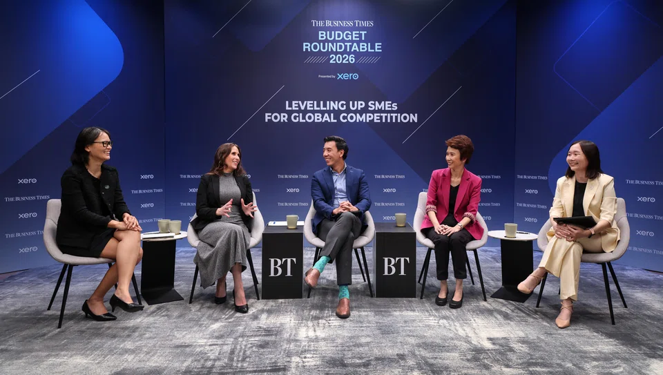 From left: Allison Nam, co-founder and chief commercial officer of Nandina REM; Koren Wines, managing director of Xero Asia; Jeffrey Siow, Acting Minister for Transport and Senior Minister of State for Finance; Low Yen Ling, Senior Minister of State for Trade and Industry, and Culture, Community and Youth; and Chen Huifen, editor of The Business Times and panel moderator.