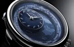 Arceau Le temps voyageur blue dial close up