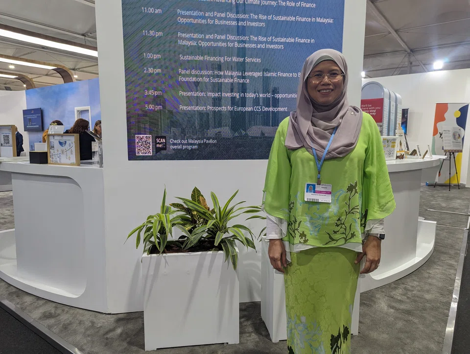 Madelena Mohamed, director of Bank Negara Malaysia's sustainability unit, at the Malaysia pavilion at the COP27 climate summit. 