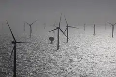 Wind turbines, at the RWE offshore windpark Kaskasi, north of Helgoland, Germany, March 23, 2023.