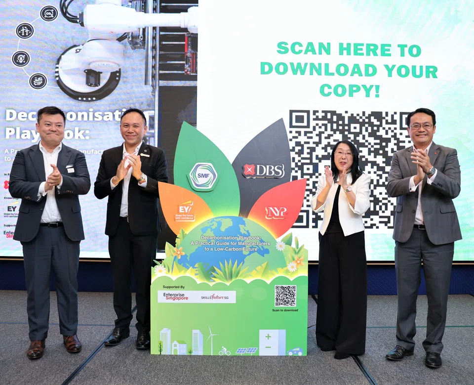 DBS group head of corporate and SME banking Chen Ze Ling (extreme right) says meaningful decarbonisation starts with practical, real-world support. 