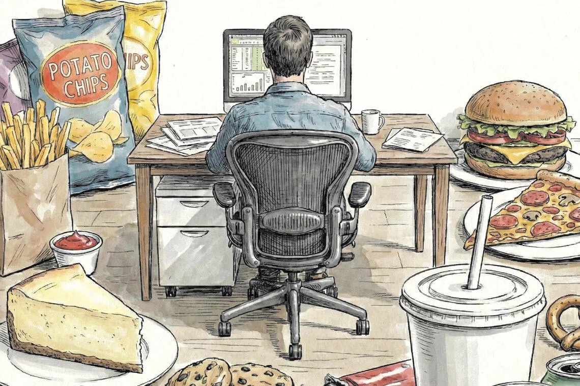 A 2025 Howden Singapore report found that 60 per cent of employees gain an average of 3 kg a year in their first job, linked in part to sedentary office routines.