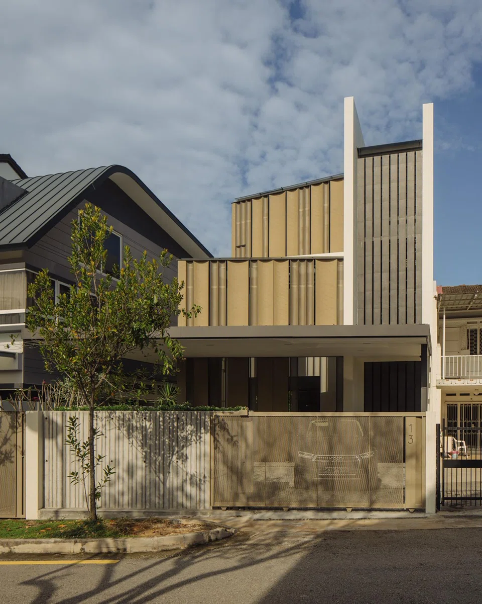 The house's unconventional architecture hides many functional spaces. 