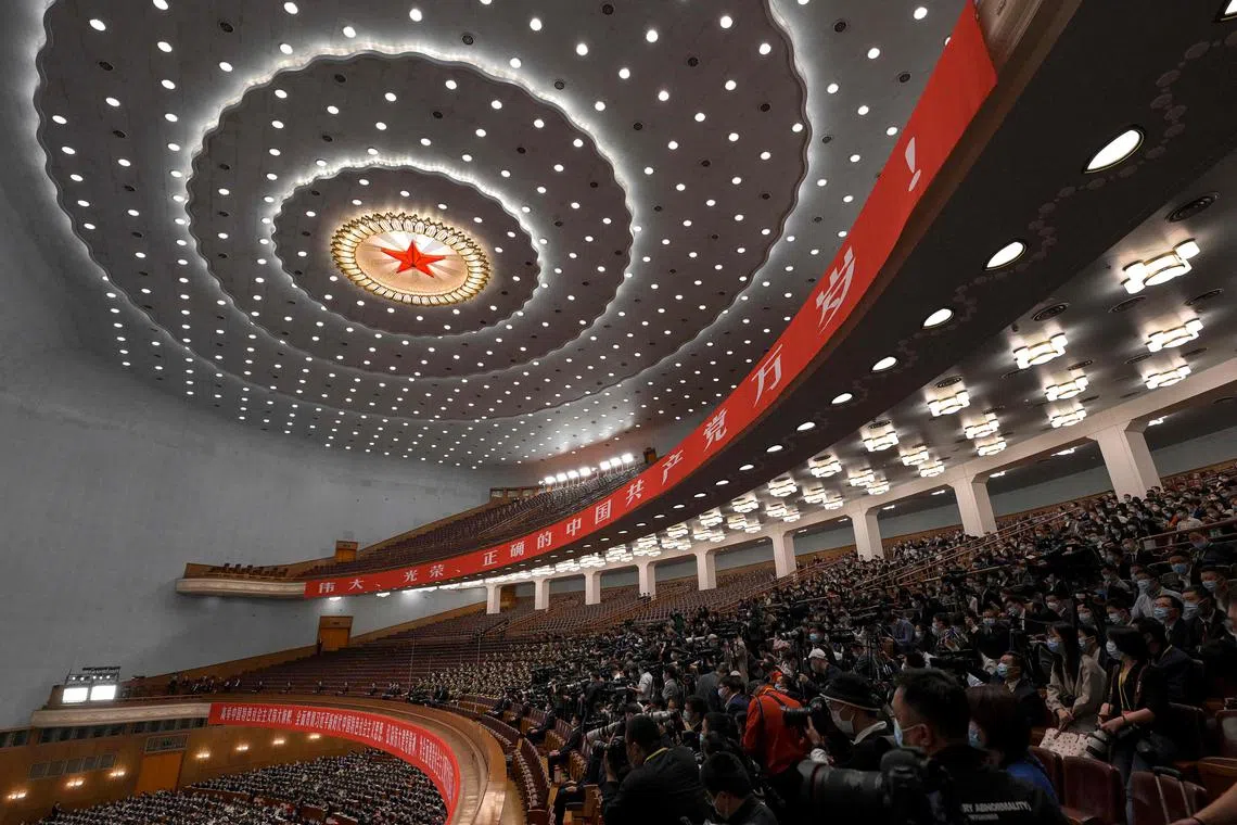 Closing ceremony of the 20th Chinese Communist Party's Congress on Oct 22. Investors were disappointed by the lack of positive signals on China's zero-Covid policy and support for the property sector.