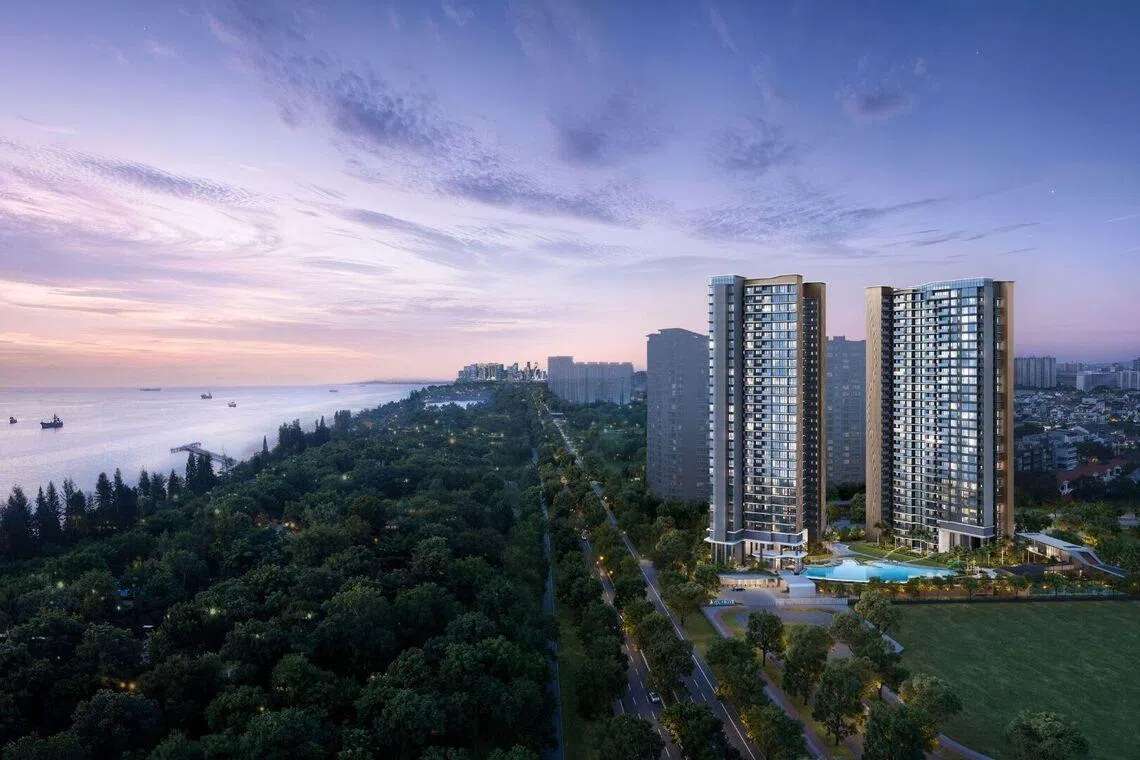 An artist illustration of SingHaiyi's new Bayshore condominium, Vela Bay, which has started public previews.