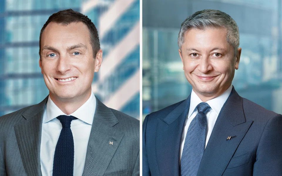 Hongkong Land chief financial officer Craig Beattie (left) and chief executive officer Michael Smith announced the group's new business strategy on Oct 29. 