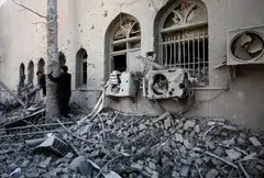 The rubble of a building at Sharif University of Technology in Teheran on Apr 7, which was damaged in a strike amid the US-Israeli conflict with Iran.