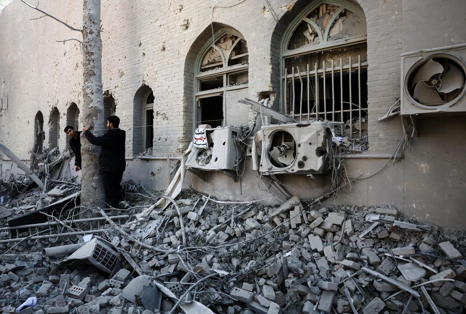 The rubble of a building at Sharif University of Technology in Teheran on Apr 7, which was damaged in a strike amid the US-Israeli conflict with Iran.