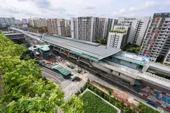 The Tengah Plantation MRT station, a stop on the Jurong Region Line, being built. Proceeds from the bonds will support the Singapore Green Plan, including the building of this train line and the Cross Island Line.