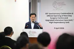 Minister for Health Ong Ye Kung speaking at an event marking the 65th anniversary of Mount Alvernia Hospital on Thursday (Apr 9).