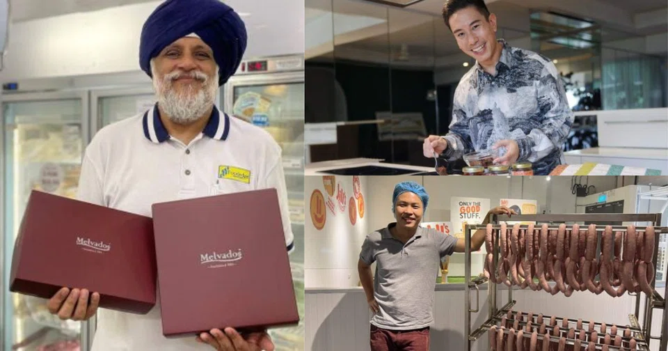 (Clockwise from top left) Foodedge Gourmet's co-founder Manmeet Singh, Batu Lesung Spice Company's founder Jeremy Nguee and Jill’s Sausages' founder Nicholas Lee. The ever-increasing customer preference for home-grown foods is driving companies to localise flavours. 