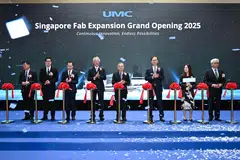 From left: Michael Hsu, UMC vice-president; Jermaine Loy, EDB managing director; Dr Beh Swan Gin, MTI Permanent Secretary; Teo Chee Hean, senior minister; Gan Kim Yong, deputy prime minister;  SC Chien, UMC president; Christine Wong, JTC assistant CEO; and Yao Chu Shiang, L&K chairman at the opening of UMC’s expansion.