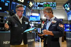 The Dow Jones Industrial Average jumped 2.8 per cent to close at 42,410.10 on Monday.