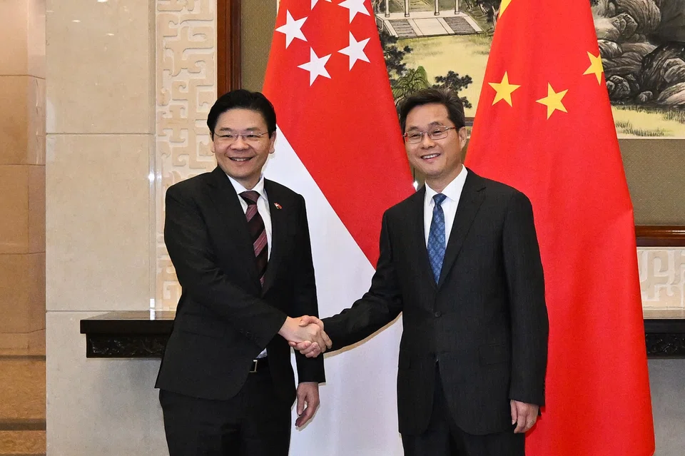 Singapore's Deputy Prime Minister Lawrence Wong met Chinese Finance Minister Lan Fo'an at the Diaoyutai State Guesthouse in Beijing, China on Dec 8. The pair discussed areas where they can further collaborate as finance ministers. 
