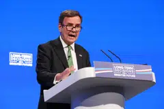Greg Hands, chairman of the Conservative Party, speaks during the opening day of the UK Conservative Party Conference in Manchester, Britain, Oct 1, 2023. 