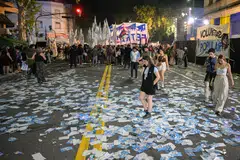 Supporters of Argentine economy minister and presidential candidate Sergio Massa after he conceded defeat on Nov 19. 