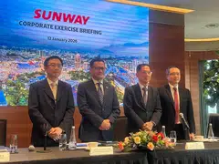 From left: Sunway chief financial officer Clement Chen, Sunway president Anuar Taib, Sunway chief adviser Chew Chee Kin, and Sunway deputy president Evan Cheah at a media briefing on the takeover offer.