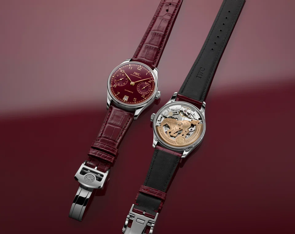 Limited to 500 pieces, the Portugieser Automatic 42 Year of the Horse features a stainless steel case and a burgundy dial.