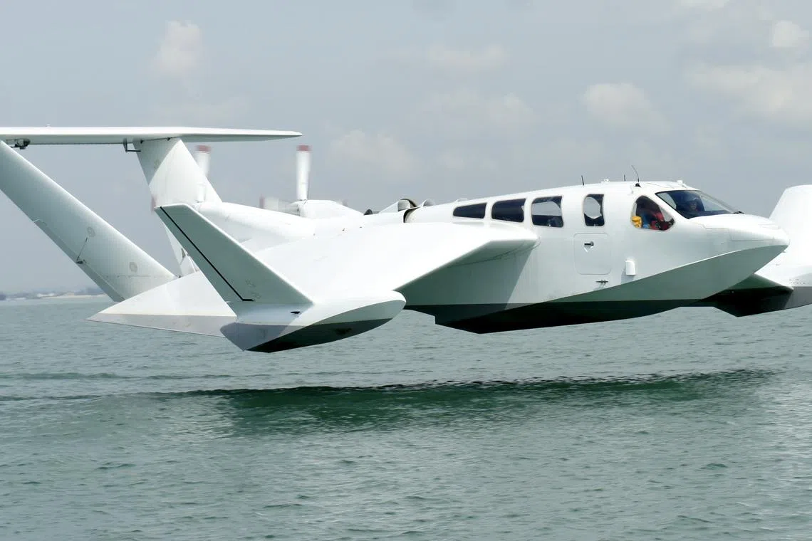 The AirFish is inspired by how the albatross taps aerodynamic forces to efficiently glide over the water surface.