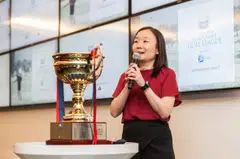 The Business Times editor Chen Huifen speaking at a networking event on Feb 2 to launch the BT Corporate Golf League, presented by Singapore Pools tournament.