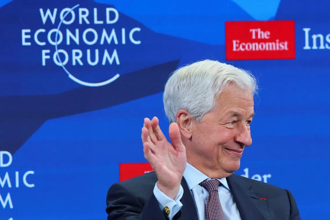 JPMorgan Chase CEO Jamie Dimon attends the 56th annual World Economic Forum meeting in Davos, Switzerland, Jan 21, 2026. 
