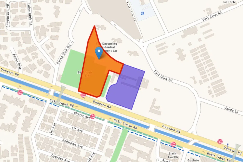 The Dunearn Road government land sales site (in orange) is the second to be released in the upcoming Bukit Timah Turf City housing estate. 