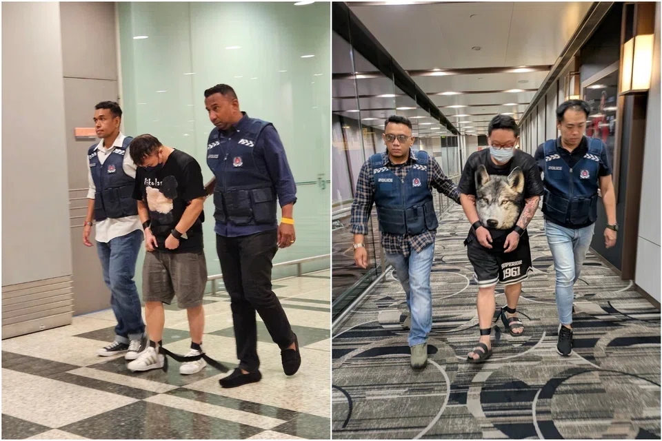 Both men, aged 44, were arrested by the Anti-Scam Command officers upon their arrival in Singapore, said the police.