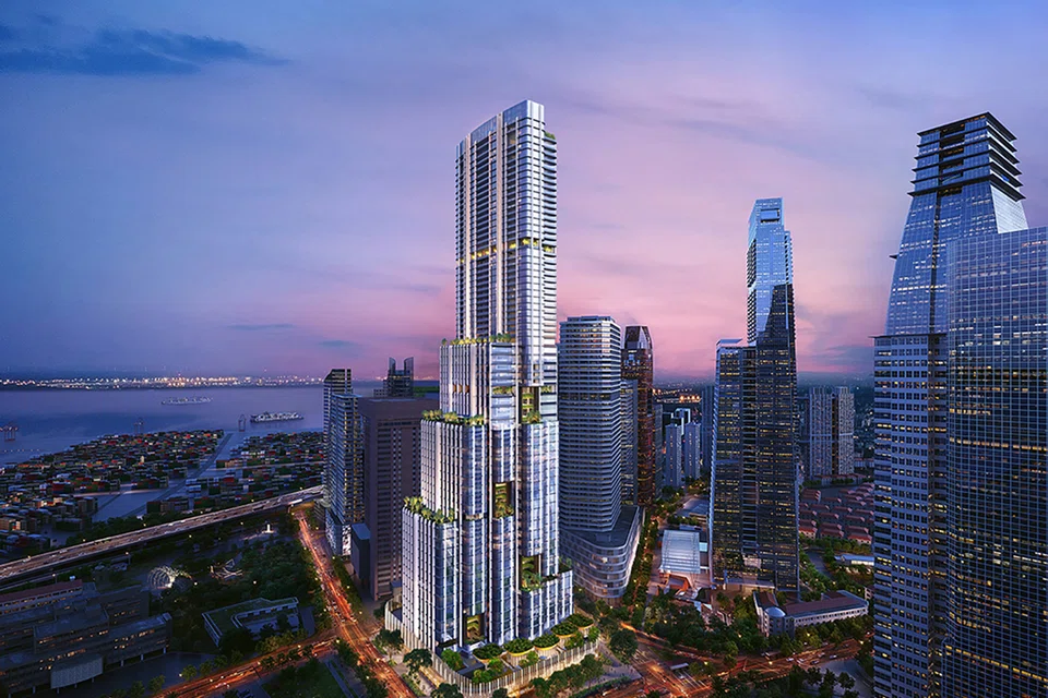An artist's impression of The Skywaters being developed under the CBD Incentive Scheme on the site of the former AXA Tower opposite Tanjong Pagar MRT station.