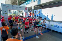 Participants at the flag off for the 5 km run at Marina Barrage on Friday.