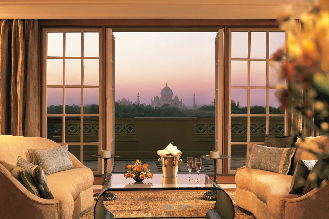 At the palatial Oberoi Amarvilas, every room comes with a private panorama of the Taj Mahal.