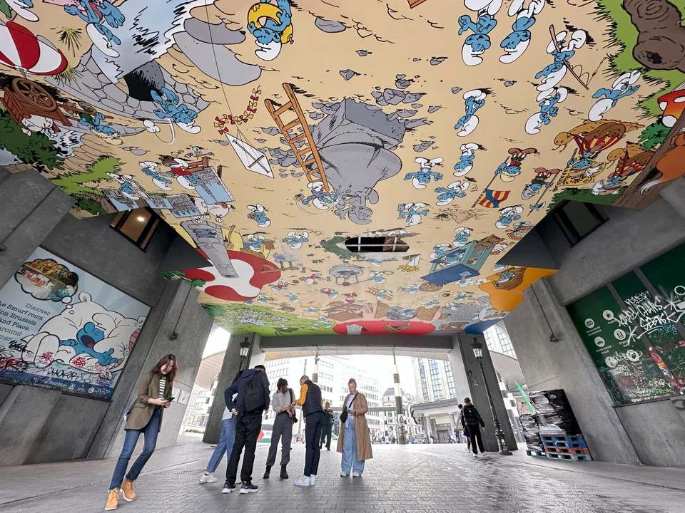 A Smurfs street mural in Brussels.