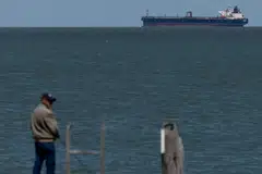 A crude oil tanker at anchor in Galveston Bay as it made its way to the Port of Houston in Texas City in March. Data shows that the US was last a net exporter of crude in 1943.