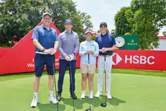 (From left) HSBC's Andrea De Vincentiis and IMG's Adam Kelly, together with US golfer Megan Khang and LPGA Commissioner Craig Kessler.