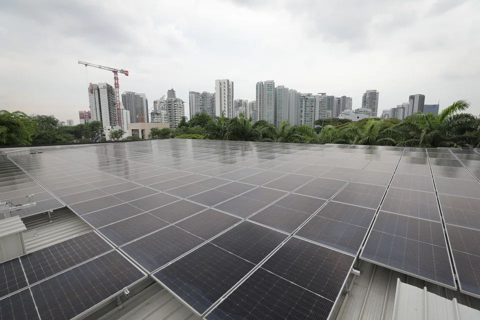 The design of this commercial building in Bukit Timah Road incorporates a new overhang to expand the amount of rooftop space available for solar panels.
